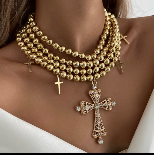BIGKARTEL Luxe “ Chrome heart ” Layered Necklace
