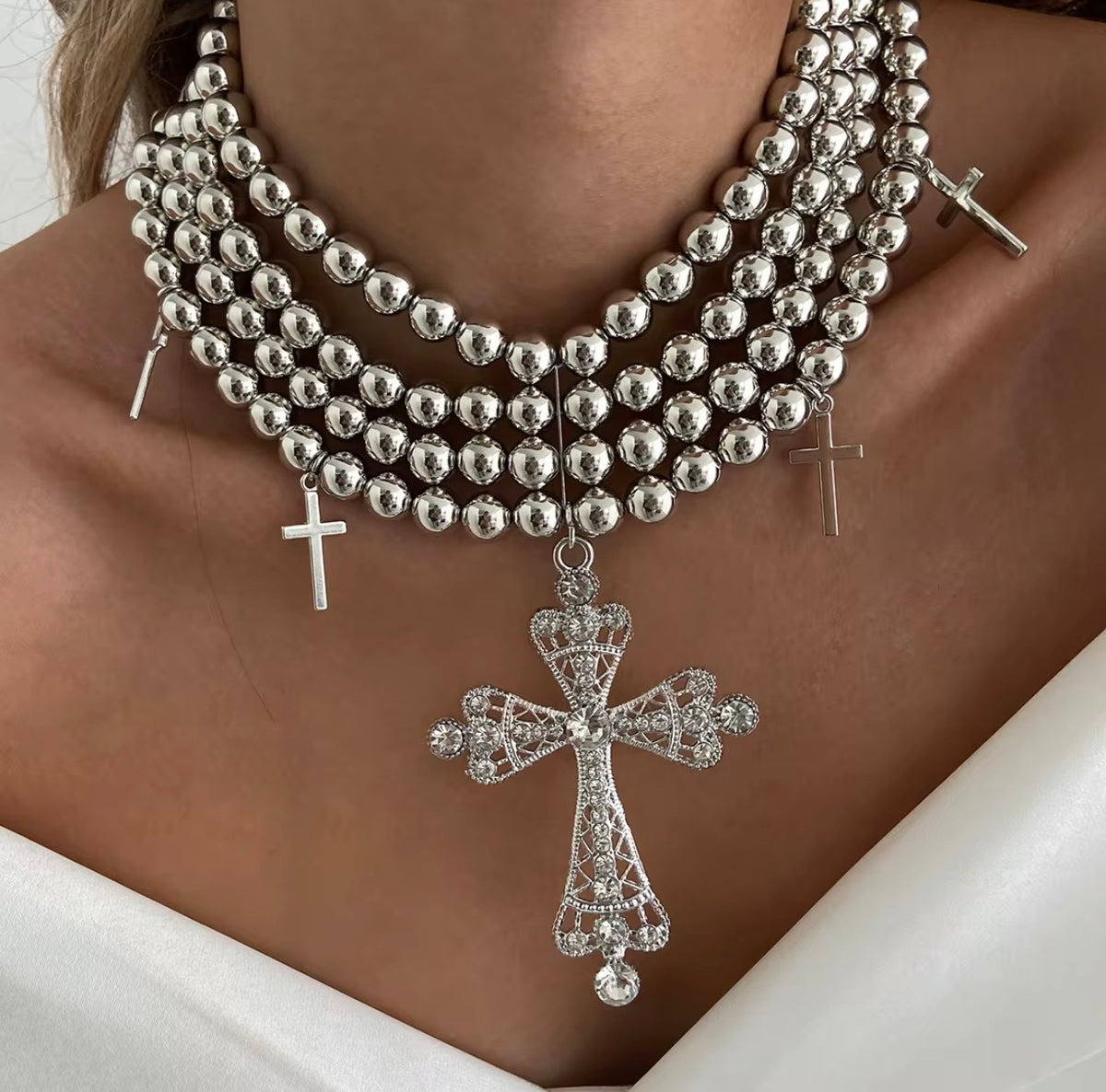 BIGKARTEL Luxe “ Chrome heart ” Layered Necklace